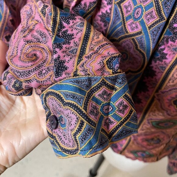 Vintage Womens Bow Blouse Size 6 Pure Rayon Button Front Neck Tie Matte Finish - Picture 7 of 16